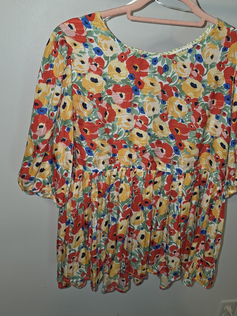 Kids Floral Poplin Dress in Red, Yellow & Blue
